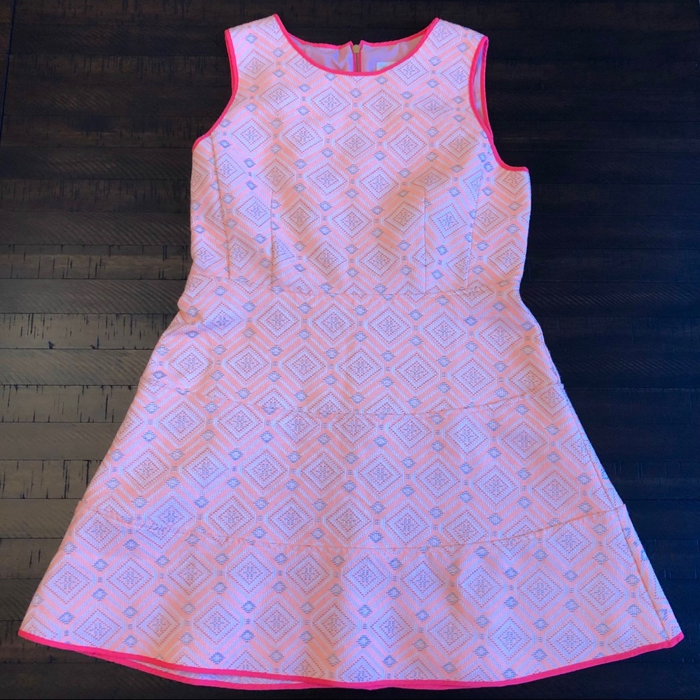 Sail to Sable Fit and Flare Jacquard Dress Melon
